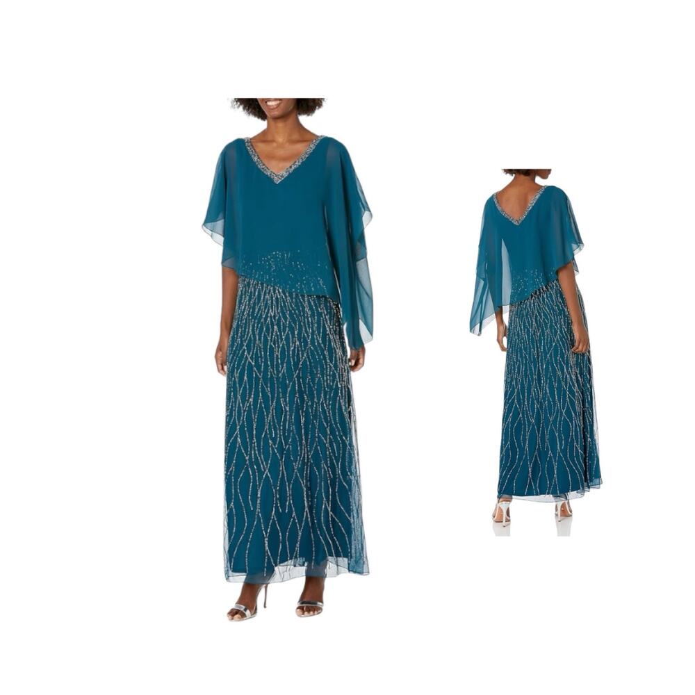 NWT J Kara Women's Beaded Bottom with Sheer Elegant Top Dress Size 4